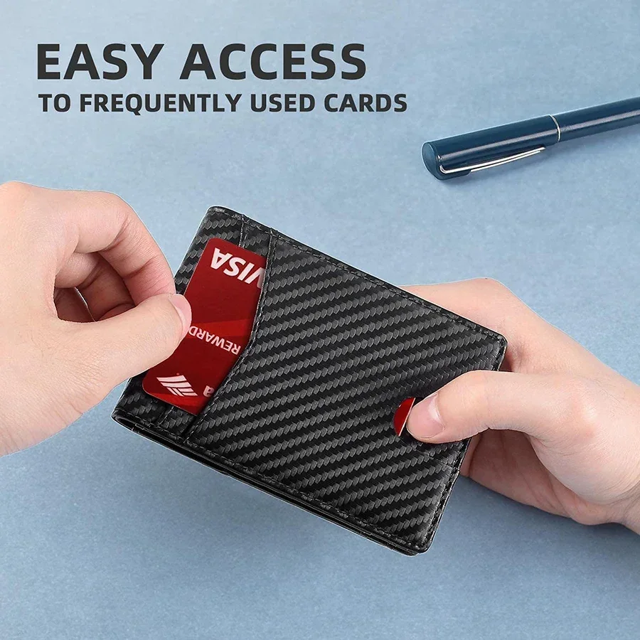 Mens Wallet Card Holder for Smart Wallet for Men Compatible with Apple Air Tag RFID Blocking Slim Carbon Fiber AirTag Wallet