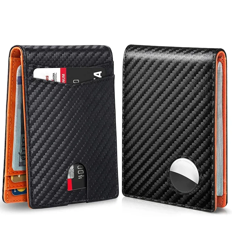 Mens Wallet Card Holder for Smart Wallet for Men Compatible with Apple Air Tag RFID Blocking Slim Carbon Fiber AirTag Wallet