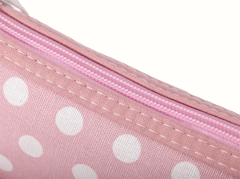 Classic Hot Selling Polka Dot Fabric Makeup Bags Waterproof Portable Zipper Wash Cosmetic Pouch Girl Phone Key Bag