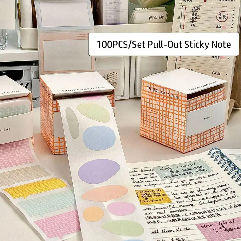 100PCS/Set Pull-out Memo Pad Creative Sticky Note Full Adhesive Labels Stickers DIY Scrapbook Sticker Student Tearable Notepad