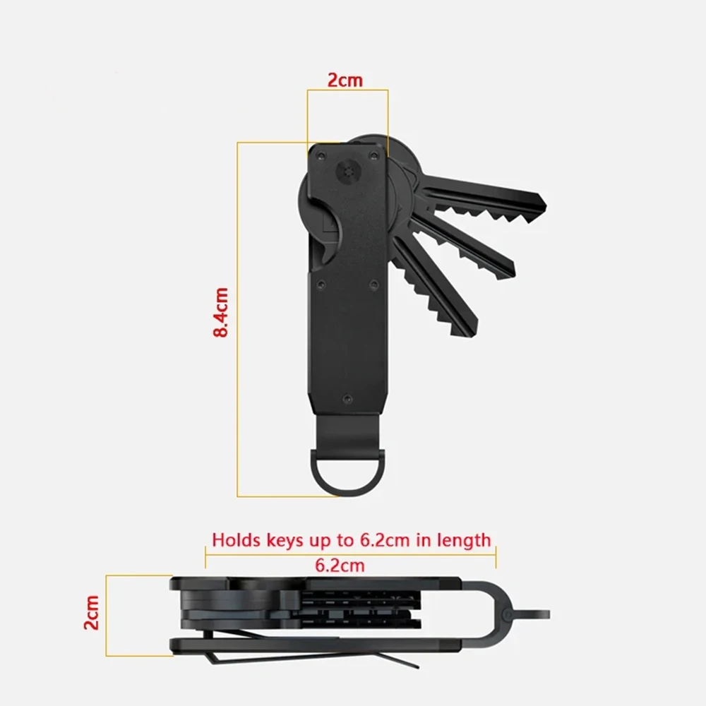 Key Organizer Compact Holder Metal Key Chain Minimalist Key Case Holder for Keychain Secures 2-6 Keys