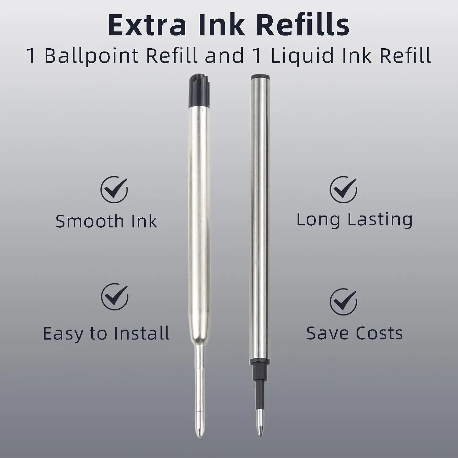 1 Set of Ballpoint Pen and Rollerball Pen with Two Replaceable Pen Refills and Gift Box, Suitable for Business, School, Journaling