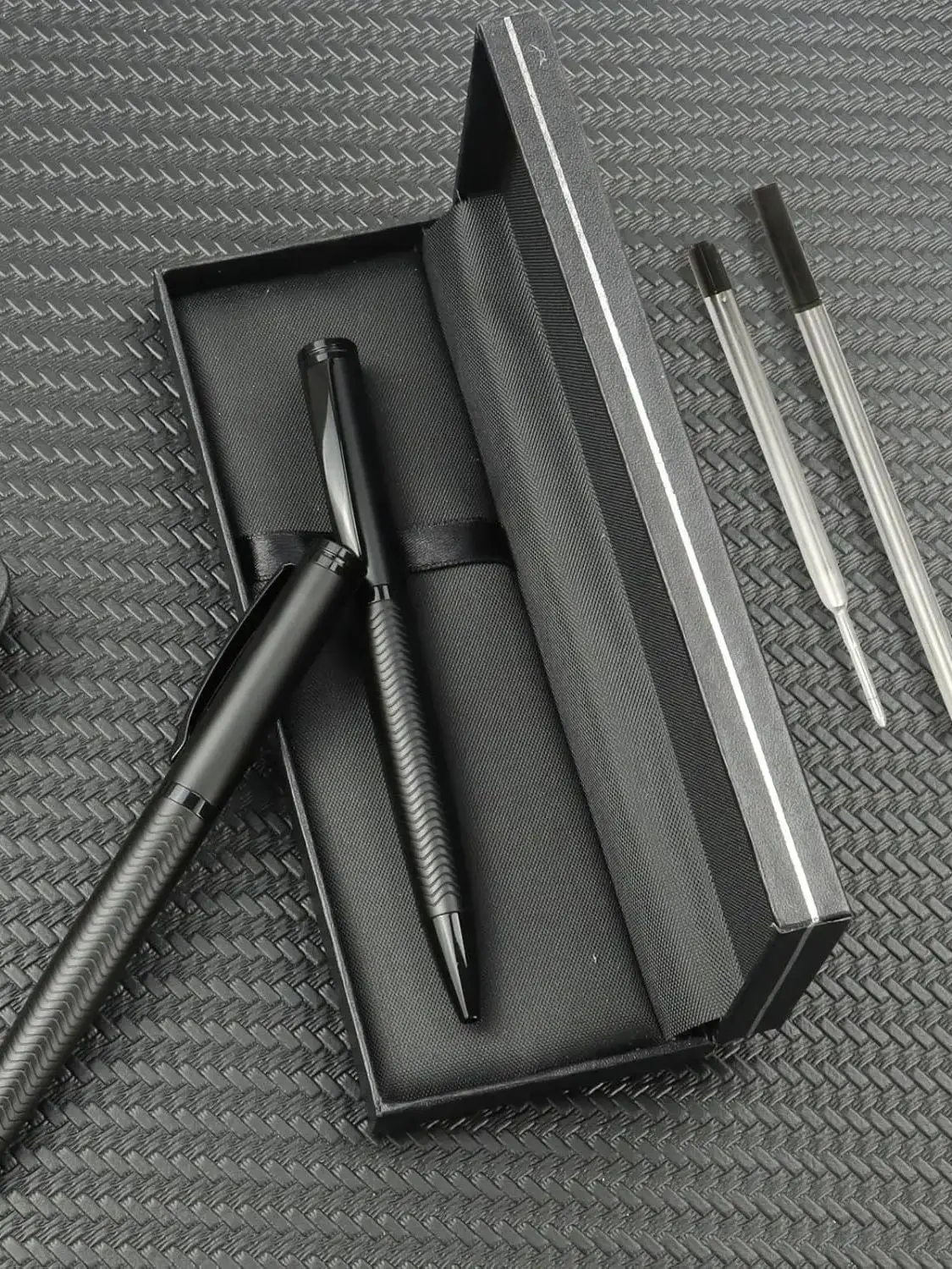 1 Set of Ballpoint Pen and Rollerball Pen with Two Replaceable Pen Refills and Gift Box, Suitable for Business, School, Journaling