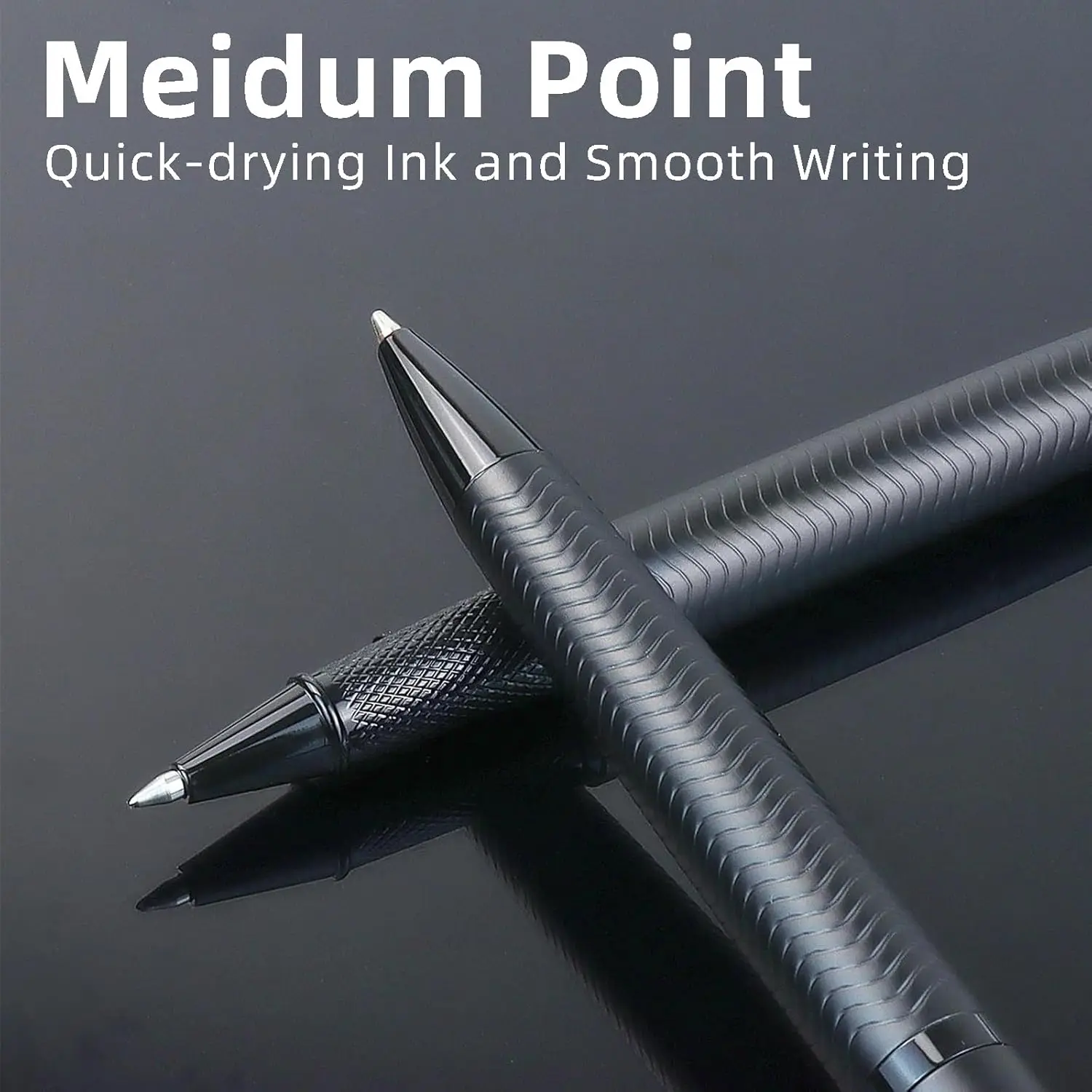 1 Set of Ballpoint Pen and Rollerball Pen with Two Replaceable Pen Refills and Gift Box, Suitable for Business, School, Journaling