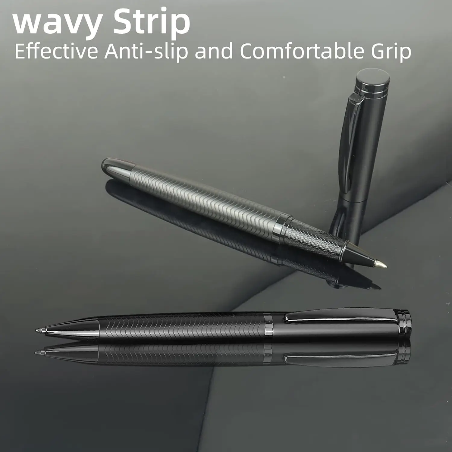 1 Set of Ballpoint Pen and Rollerball Pen with Two Replaceable Pen Refills and Gift Box, Suitable for Business, School, Journaling