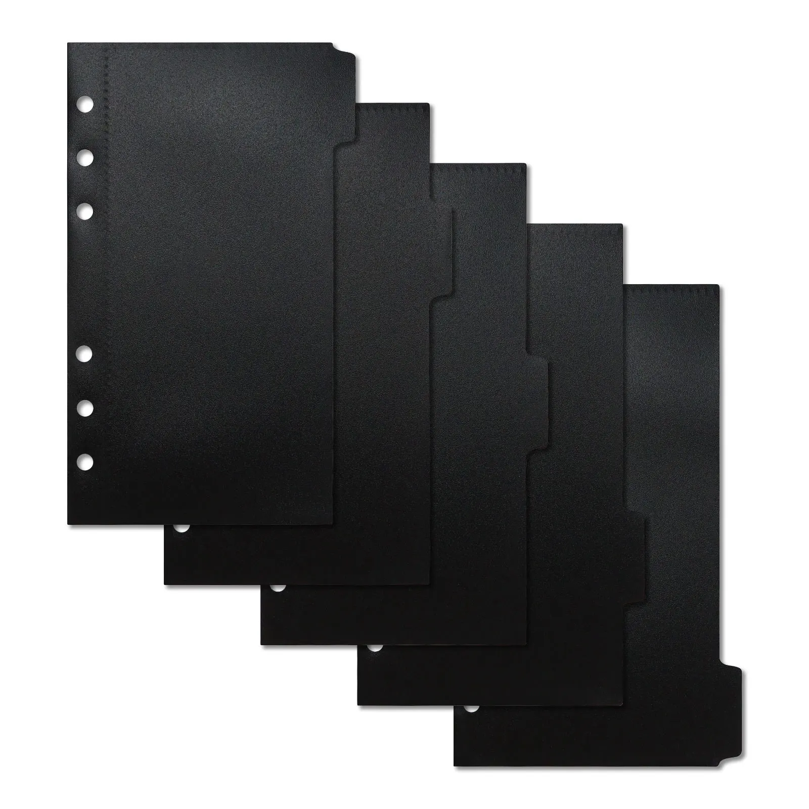 A6 5Pcs Colorful Binder Pockets Binder Zipper Folders for 6Ring Notebook Divider Page Waterproof PVC Leaf Document Filing Bag