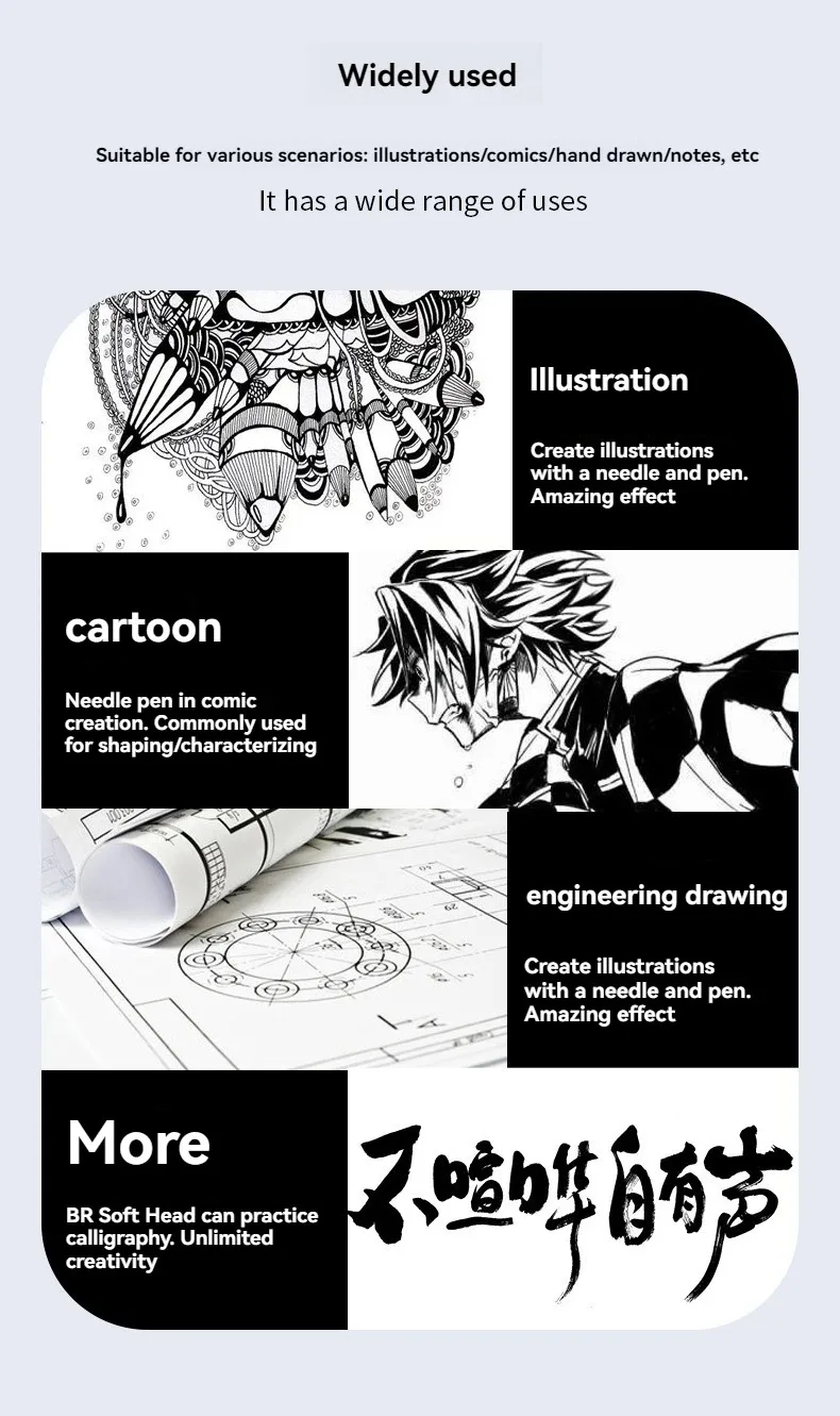 15/3 Size Fineliner Pens Black Micro Pigment Liner Pen Multiliner Drawing Pen for Artist Sketching Drawing Drafting Comic Design