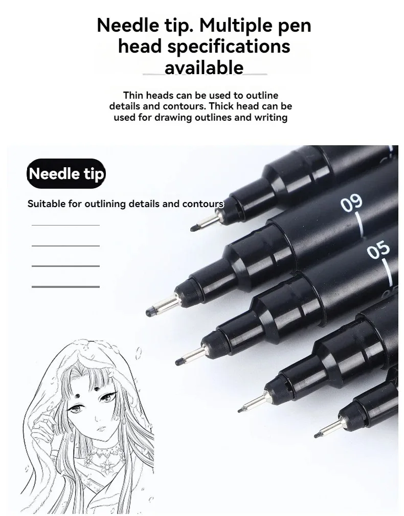15/3 Size Fineliner Pens Black Micro Pigment Liner Pen Multiliner Drawing Pen for Artist Sketching Drawing Drafting Comic Design