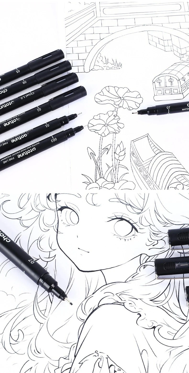 15/3 Size Fineliner Pens Black Micro Pigment Liner Pen Multiliner Drawing Pen for Artist Sketching Drawing Drafting Comic Design