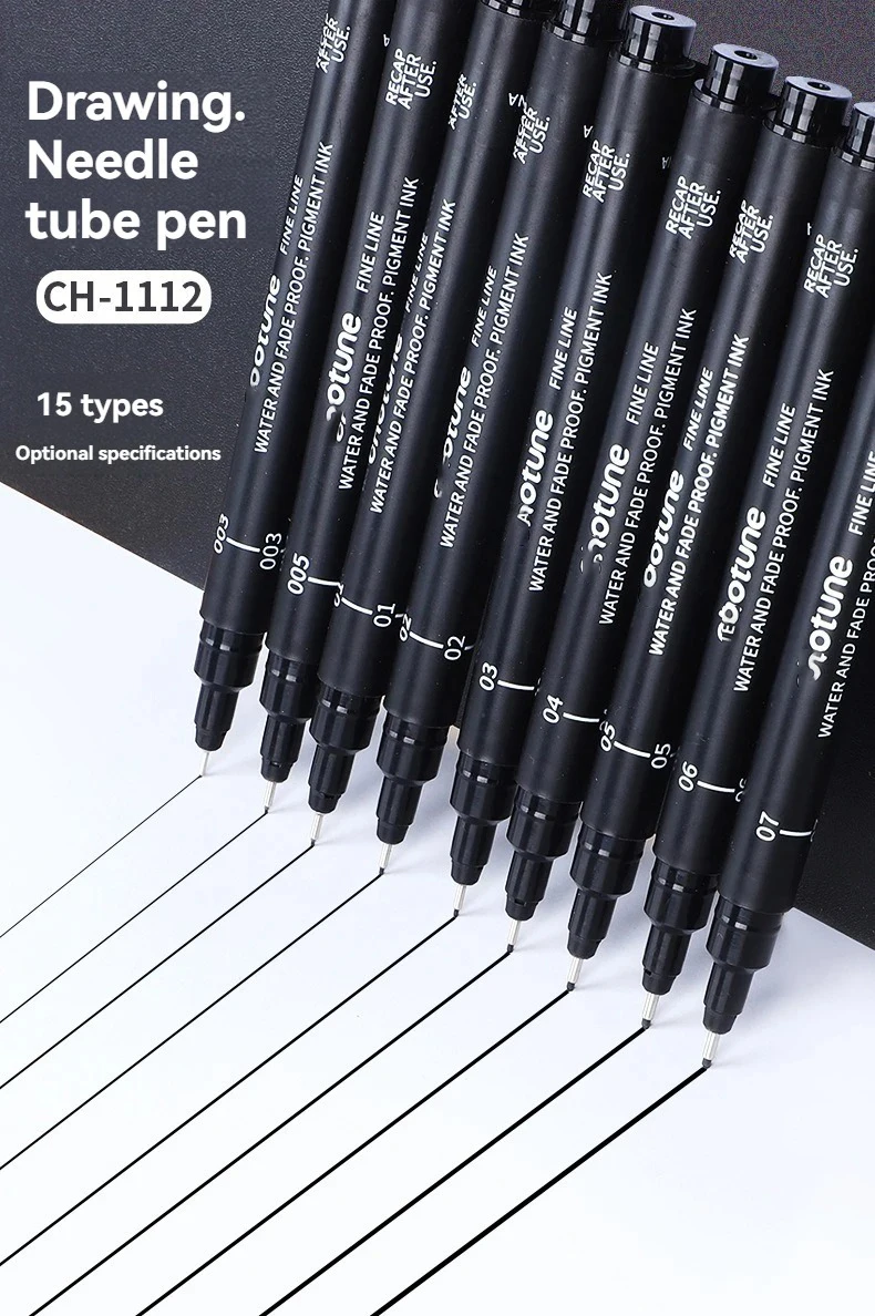 15/3 Size Fineliner Pens Black Micro Pigment Liner Pen Multiliner Drawing Pen for Artist Sketching Drawing Drafting Comic Design