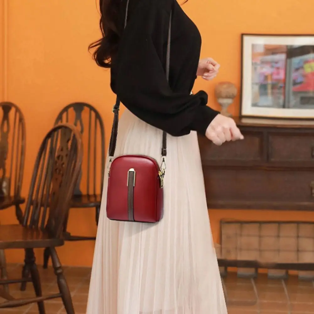 Lightweight Mini Crossbody Shoulder Phone Bag Retro All-match Vertical Cellphone Bag Women Crossbody Leather Shoulder Bags