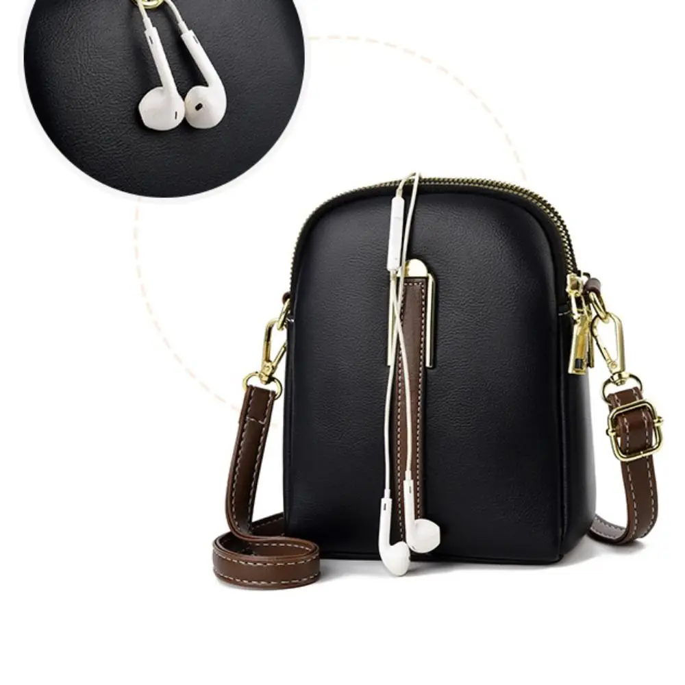Lightweight Mini Crossbody Shoulder Phone Bag Retro All-match Vertical Cellphone Bag Women Crossbody Leather Shoulder Bags