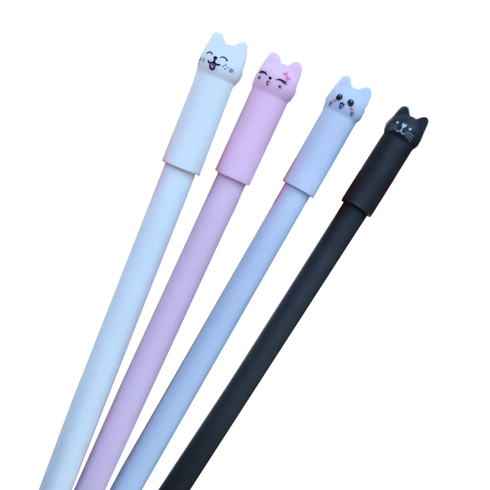 Kawaii Cat Erasable Gel Pen 0.5mm Magic Ink Blue Black Pen Set With Rubber Eraser Creative School Kid's Gifts Stationery