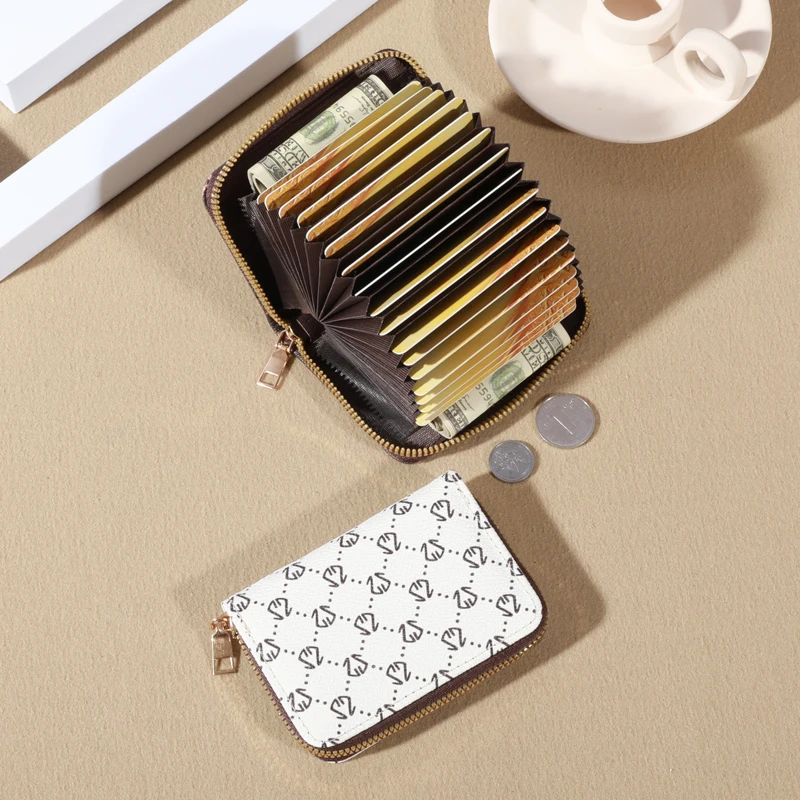 Zipper Around Credit Card Holder, Mini Printed Clutch Coin Purse, Portable Card Wallet With Multi Card Slots