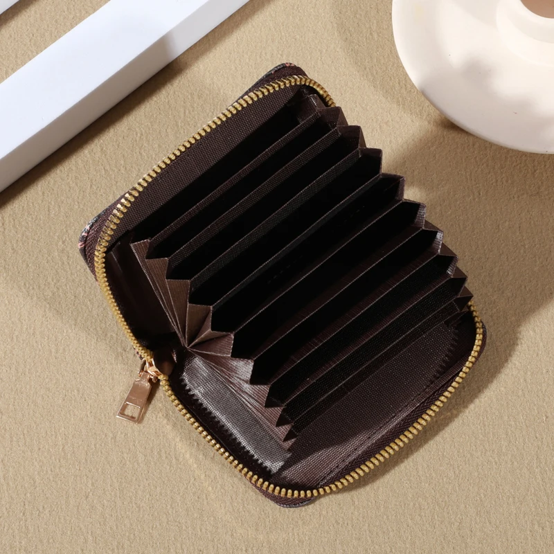 Zipper Around Credit Card Holder, Mini Printed Clutch Coin Purse, Portable Card Wallet With Multi Card Slots