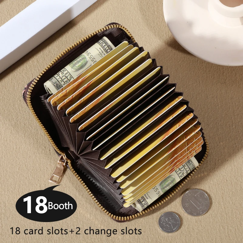 Zipper Around Credit Card Holder, Mini Printed Clutch Coin Purse, Portable Card Wallet With Multi Card Slots