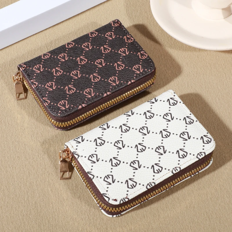 Zipper Around Credit Card Holder, Mini Printed Clutch Coin Purse, Portable Card Wallet With Multi Card Slots