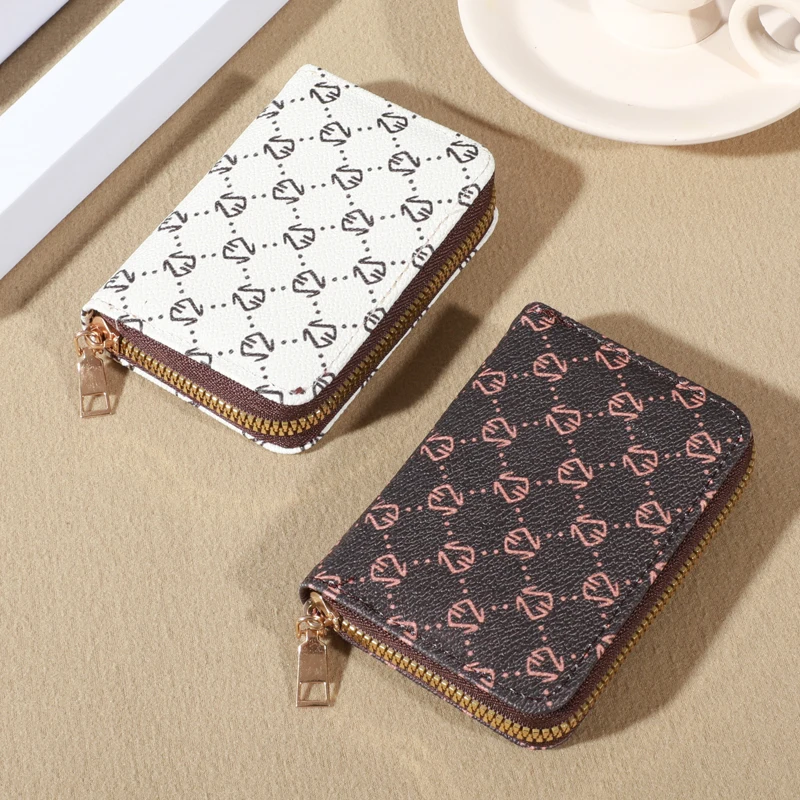 Zipper Around Credit Card Holder, Mini Printed Clutch Coin Purse, Portable Card Wallet With Multi Card Slots