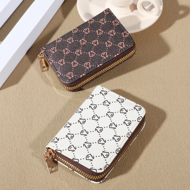 Zipper Around Credit Card Holder, Mini Printed Clutch Coin Purse, Portable Card Wallet With Multi Card Slots