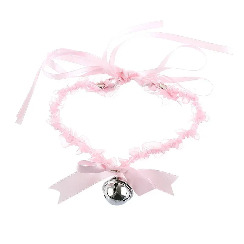 Lace Aesthetic Necklace Bow Knot Bell Choker Necklace Women's Cute Collar Gothic Simple Sexy Lovely Pendant Fashion Jewelry