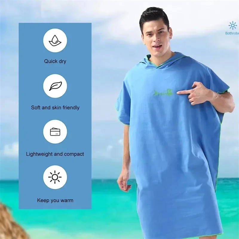 Adult men hooded bath towel microfiber Quick drying beach bathrobe Cape surf poncho for outdoor sandbeach from China