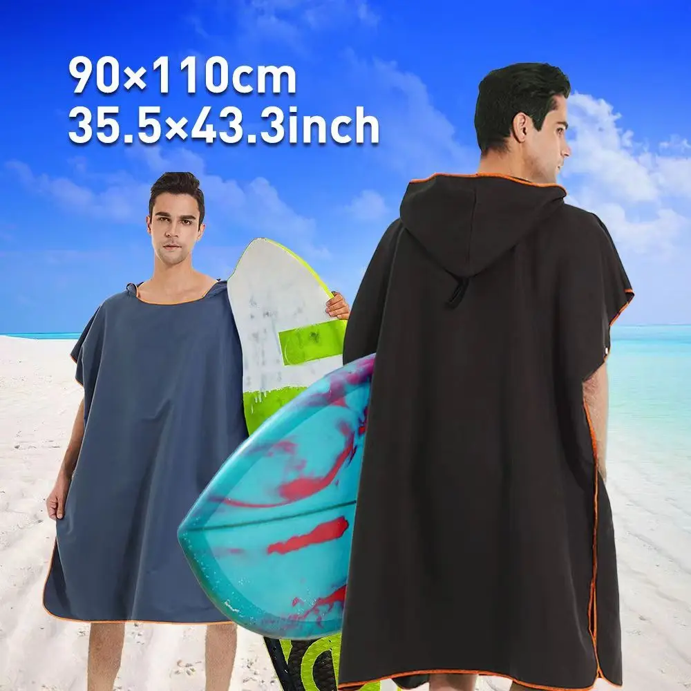 Adult men hooded bath towel microfiber Quick drying beach bathrobe Cape surf poncho for outdoor sandbeach from China