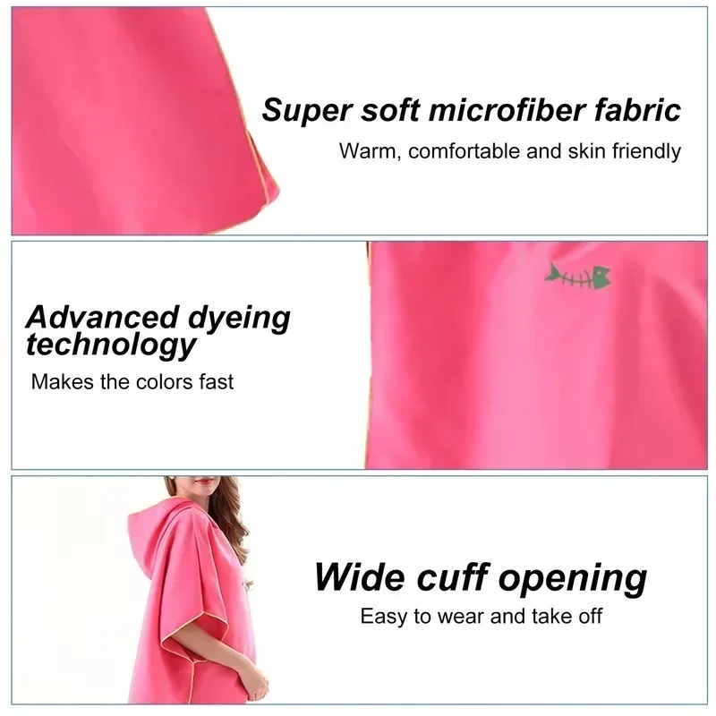 Adult men hooded bath towel microfiber Quick drying beach bathrobe Cape surf poncho for outdoor sandbeach from China
