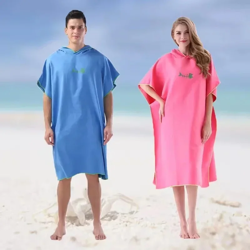 Adult men hooded bath towel microfiber Quick drying beach bathrobe Cape surf poncho for outdoor sandbeach from China
