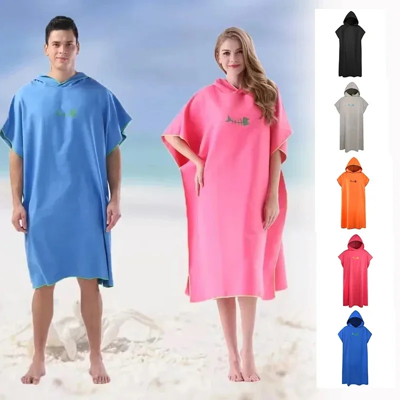 Adult men hooded bath towel microfiber Quick drying beach bathrobe Cape surf poncho for outdoor sandbeach from China