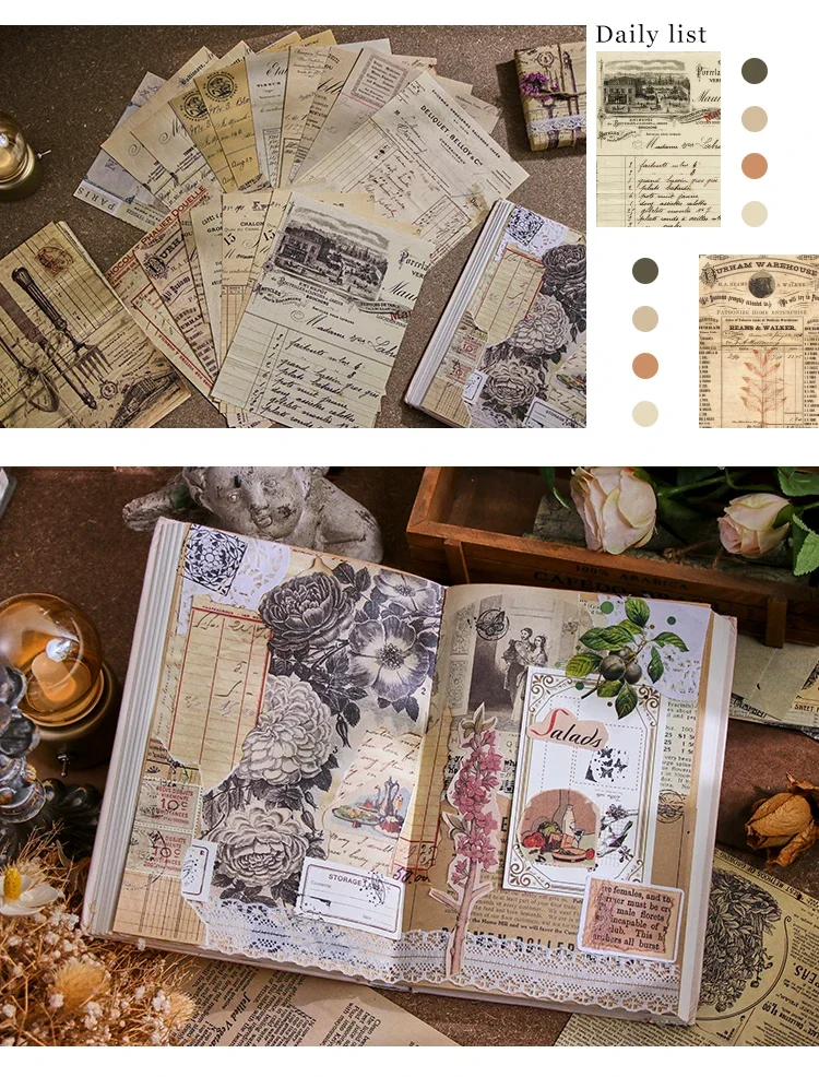 Journamm 30pcs/pack Vintage Newspaper Style Materials Paper Lightweight Paper DIY Scrapbooking Collage Junk Journal Decor Paper