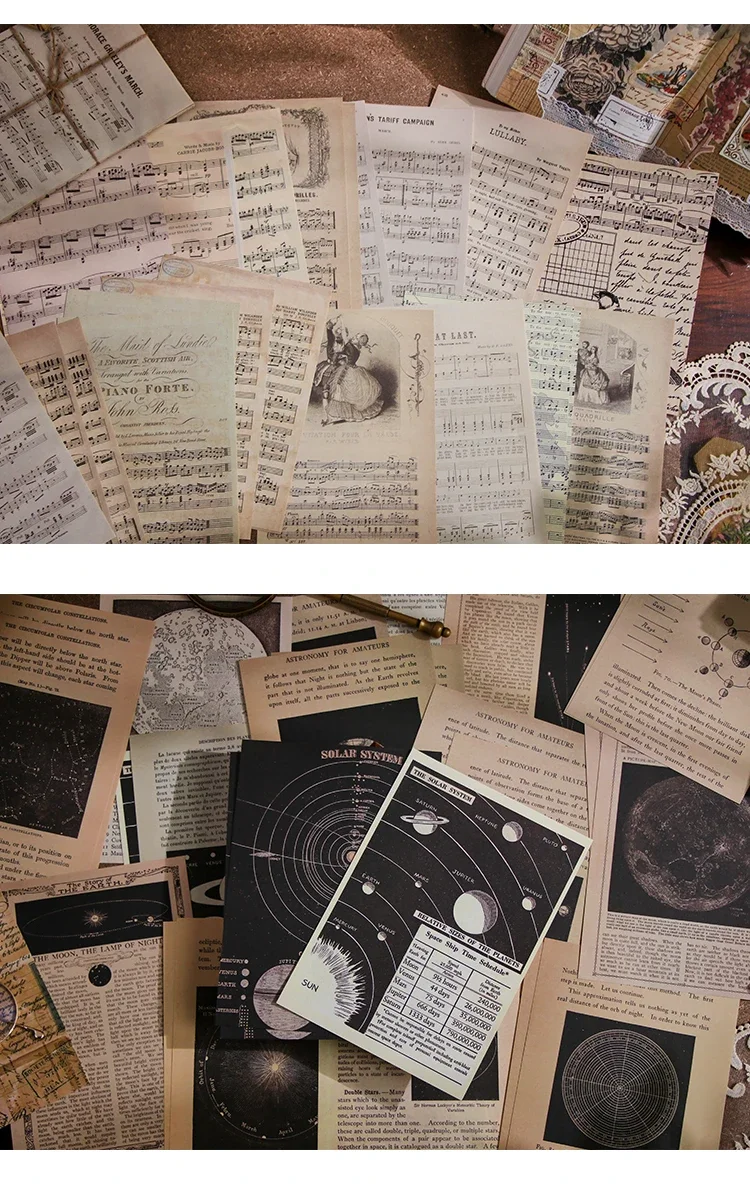 Journamm 30pcs/pack Vintage Newspaper Style Materials Paper Lightweight Paper DIY Scrapbooking Collage Junk Journal Decor Paper