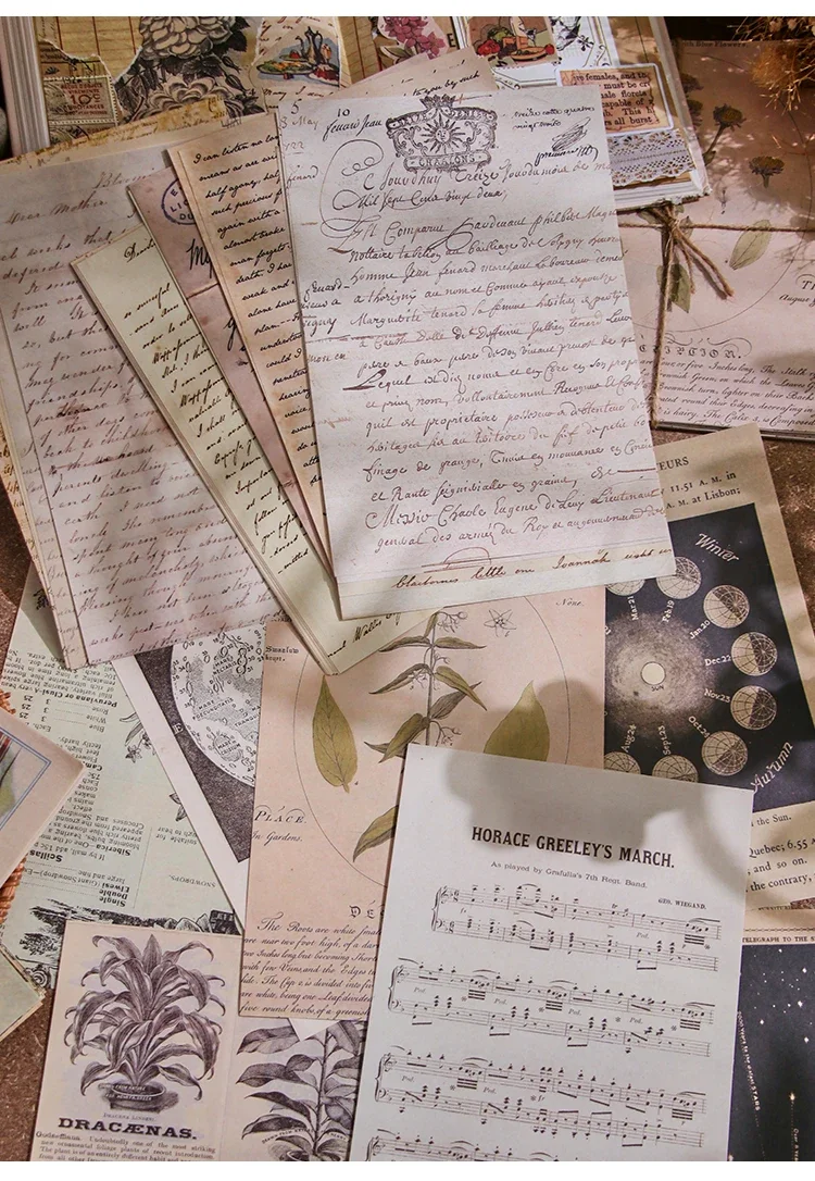 Journamm 30pcs/pack Vintage Newspaper Style Materials Paper Lightweight Paper DIY Scrapbooking Collage Junk Journal Decor Paper