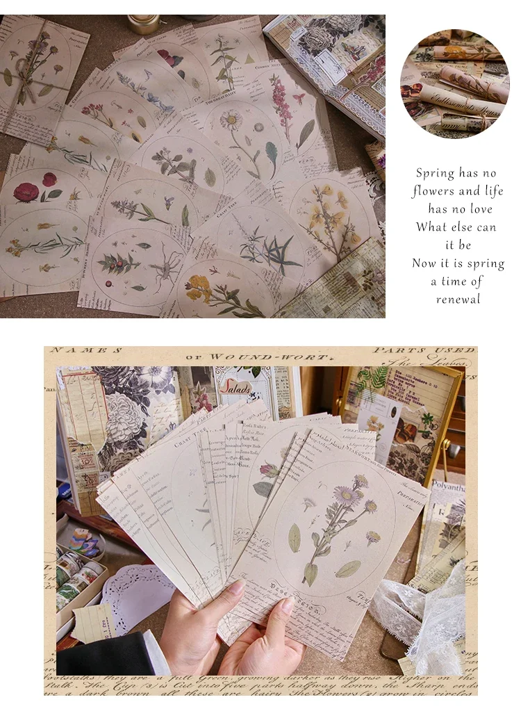Journamm 30pcs/pack Vintage Newspaper Style Materials Paper Lightweight Paper DIY Scrapbooking Collage Junk Journal Decor Paper