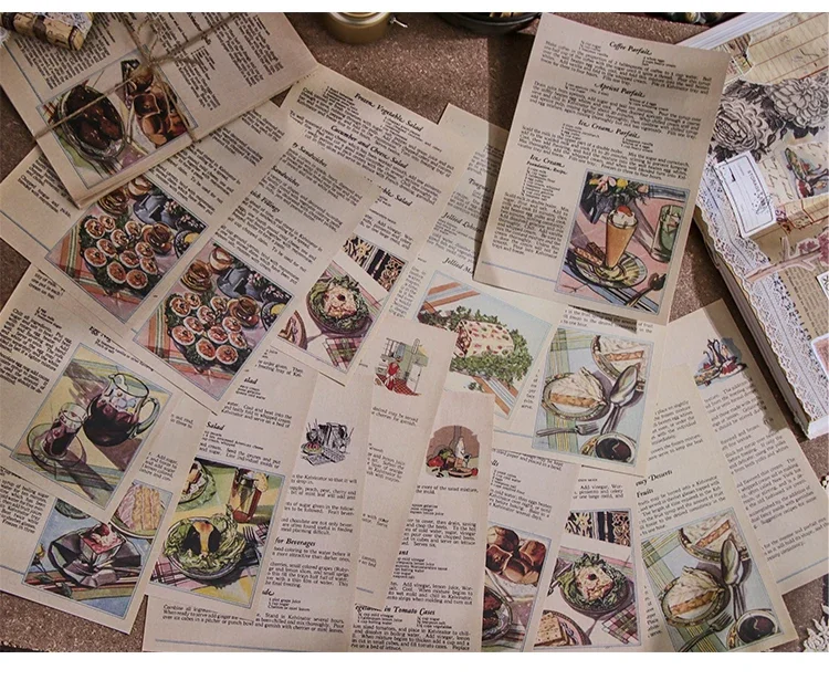 Journamm 30pcs/pack Vintage Newspaper Style Materials Paper Lightweight Paper DIY Scrapbooking Collage Junk Journal Decor Paper