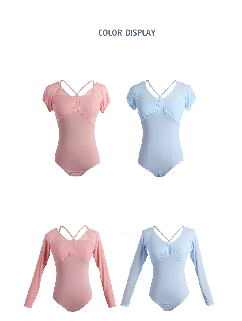 Women Short Sleeve Ballet Leotards Pink Dance Bodysuit for Gymnastics/Yoga/Swimming/Lyrical