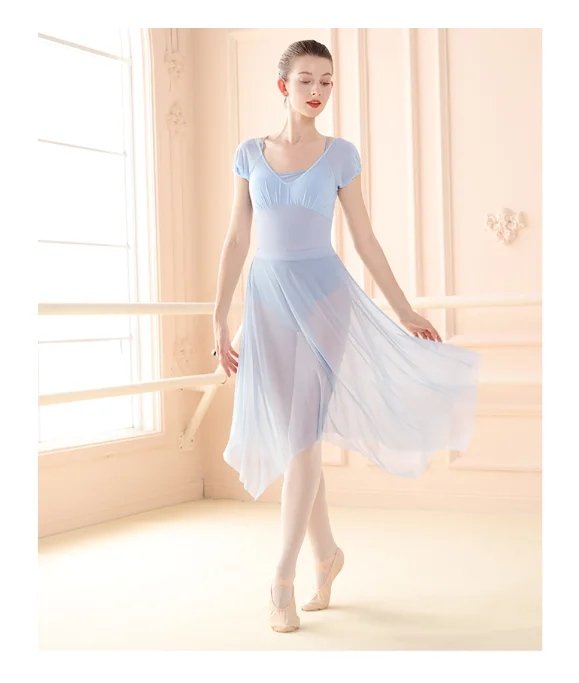 Women Short Sleeve Ballet Leotards Pink Dance Bodysuit for Gymnastics/Yoga/Swimming/Lyrical