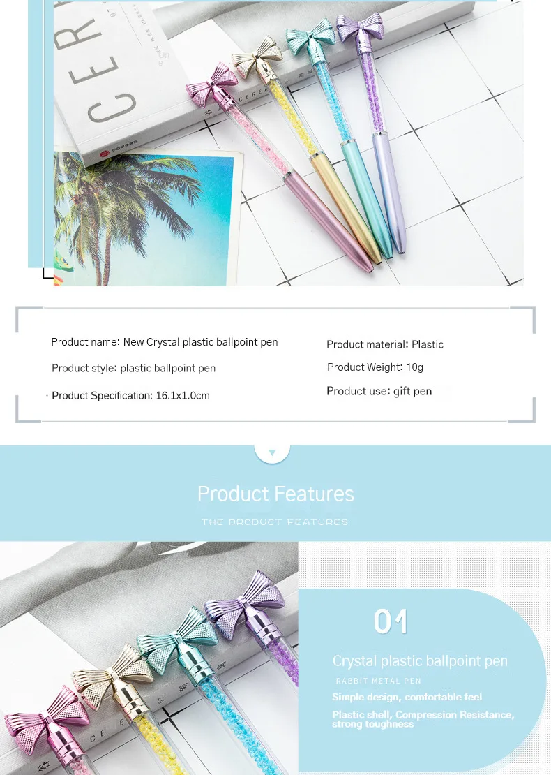 10Pcs/Lot Cute Bow Knot Ballpoint Pens Bow-tie Rotating Crystal Writing Gel Pen Black Blue Ink Office Supplies School Stationery