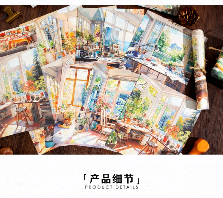 Yoofun 30sheets Street Corner Scenery Material Paper Aesthetic Scrapbooking Collage Junk Journal Decor Aesthetic DIY Paper