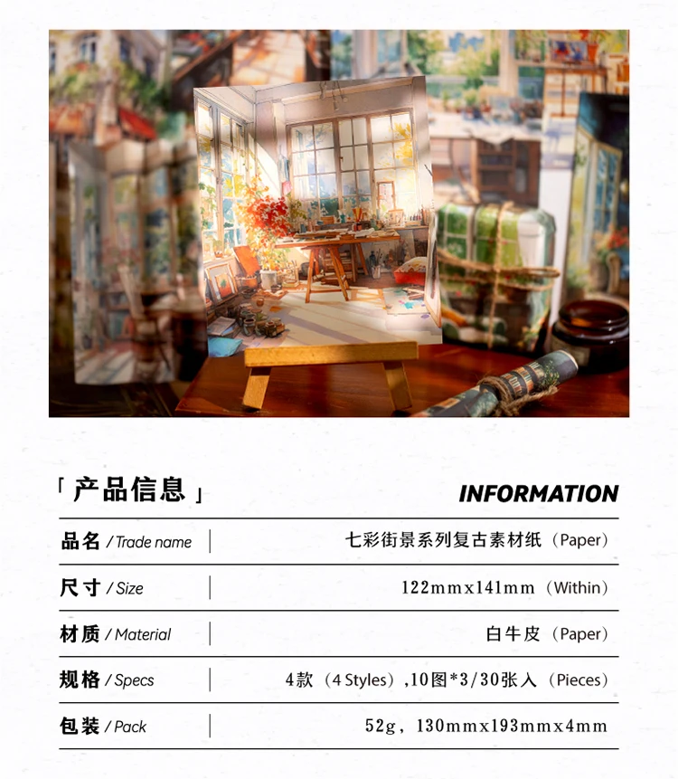 Yoofun 30sheets Street Corner Scenery Material Paper Aesthetic Scrapbooking Collage Junk Journal Decor Aesthetic DIY Paper