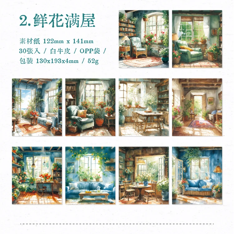 Yoofun 30sheets Street Corner Scenery Material Paper Aesthetic Scrapbooking Collage Junk Journal Decor Aesthetic DIY Paper