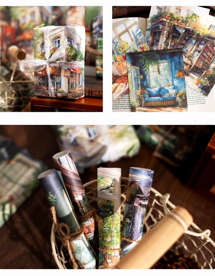 Yoofun 30sheets Street Corner Scenery Material Paper Aesthetic Scrapbooking Collage Junk Journal Decor Aesthetic DIY Paper