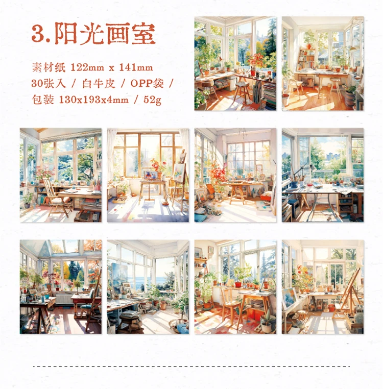Yoofun 30sheets Street Corner Scenery Material Paper Aesthetic Scrapbooking Collage Junk Journal Decor Aesthetic DIY Paper