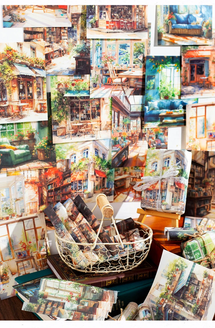 Yoofun 30sheets Street Corner Scenery Material Paper Aesthetic Scrapbooking Collage Junk Journal Decor Aesthetic DIY Paper