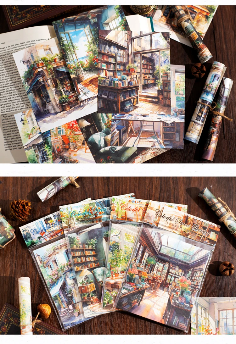 Yoofun 30sheets Street Corner Scenery Material Paper Aesthetic Scrapbooking Collage Junk Journal Decor Aesthetic DIY Paper