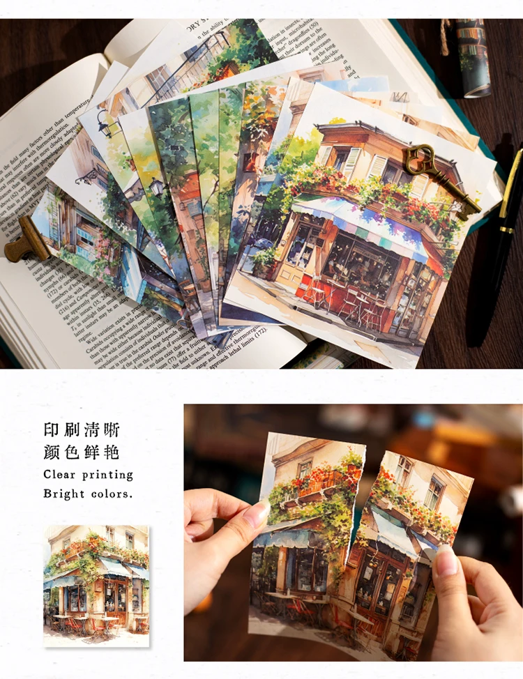Yoofun 30sheets Street Corner Scenery Material Paper Aesthetic Scrapbooking Collage Junk Journal Decor Aesthetic DIY Paper