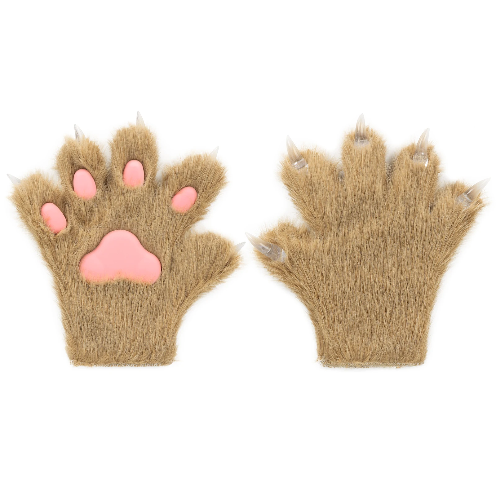 Furry Fur Cat Wolf Fox Dog Fluffy Animal Paws Claws Gloves Mittens Hands Costume Cosplay Halloween Christmas for Kids