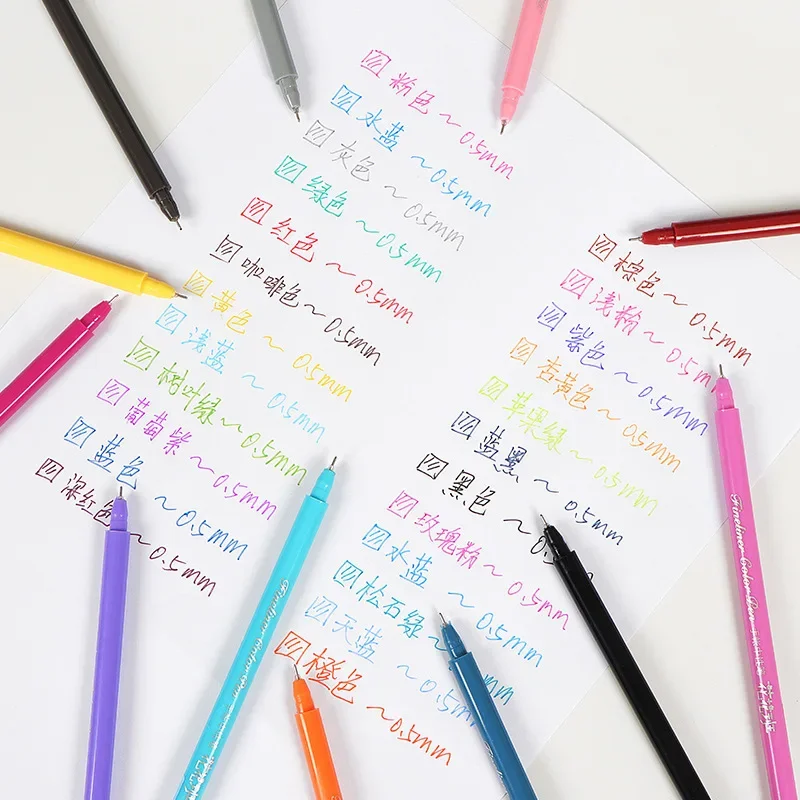 24Color Colorful Fine Point Pens for Bullet Journaling Note Taking Writing Drawing Coloring Cute Japanese Stationery Vintage Pen