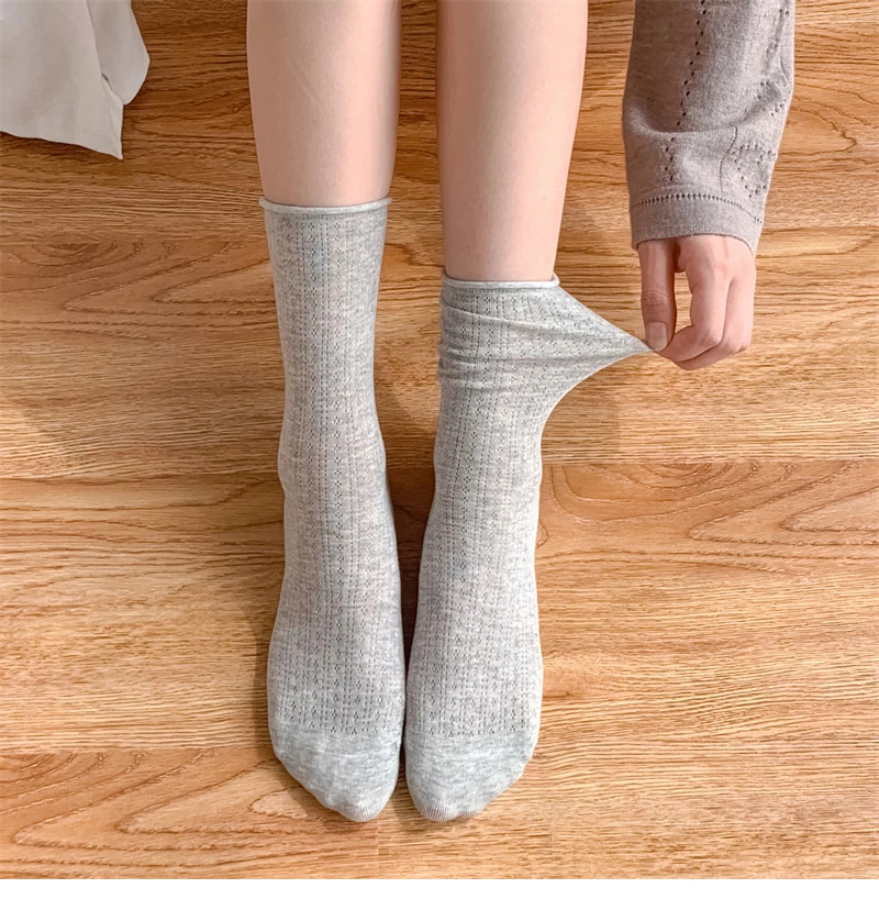Socks For Women Thin Summer New Candy Color Hollow Out Loose Socks Women's Casual Basic Sweet Girls Fashion Long Socks Comfort