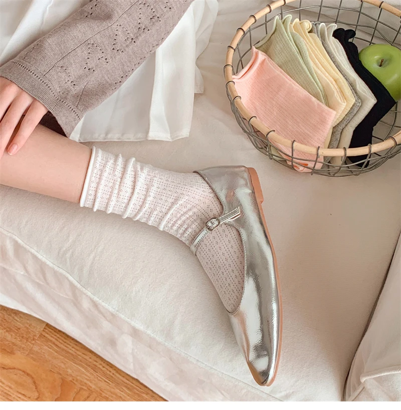 Socks For Women Thin Summer New Candy Color Hollow Out Loose Socks Women's Casual Basic Sweet Girls Fashion Long Socks Comfort