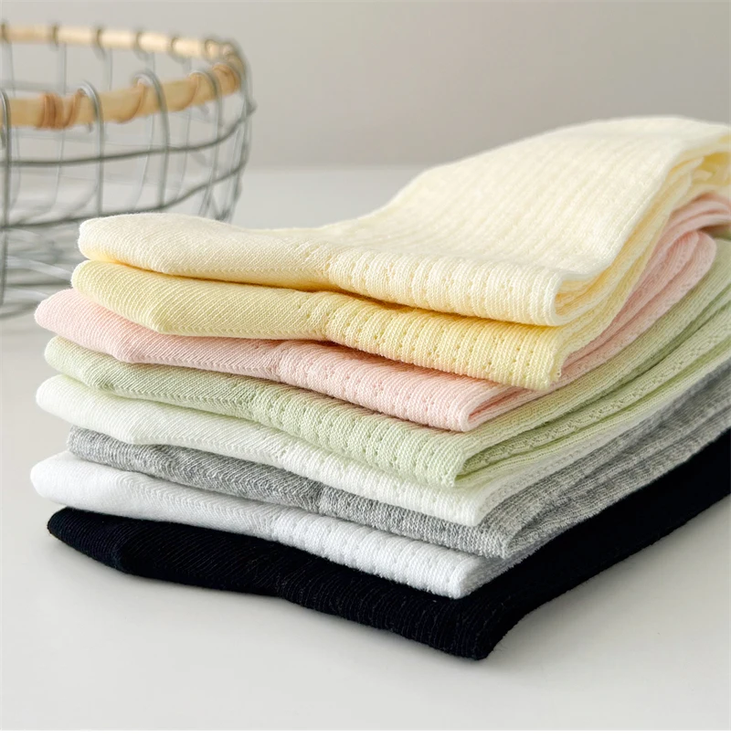 Socks For Women Thin Summer New Candy Color Hollow Out Loose Socks Women's Casual Basic Sweet Girls Fashion Long Socks Comfort